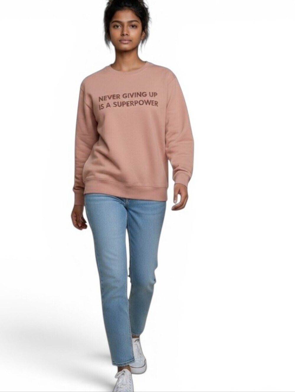 Minimalist Folk Co Never Giving Up Is A Superpower Crewneck Sweatshirt Sz 10 NWT